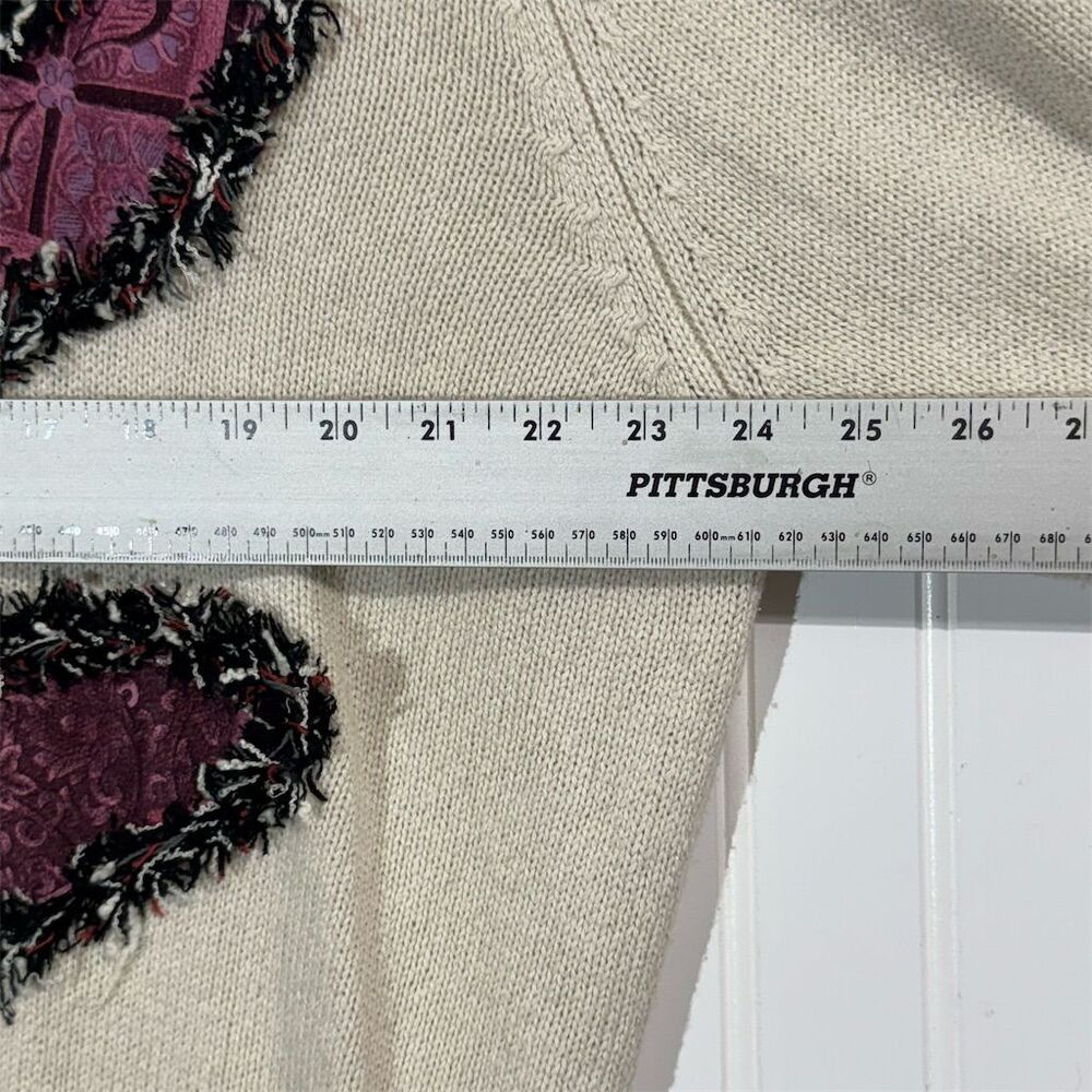 Koos of Course Sweater 1X Silk Lyocell Wool Appliqué Beige Pullover Art to‎ Wear - Picture 4 of 8